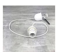 Lealoo Câble électrique Blanc avec Douille E27 pour Suspension Lampe, Cordon Longueur 1.2 m, avec Cache-Douille