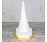 Lealoo Cone en polystyrène Plein de 40 cm et Son Disque de 25 cm EP 7 cm, Présentoir 47 cm à Macarons, Choux, Plateau doré réversible