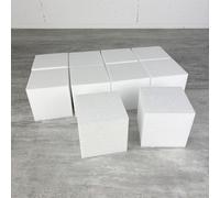 Lealoo Cubes en Polystyrène Blanc, 9 cm, Lot de 10 Blocs de Styropor à Décorer