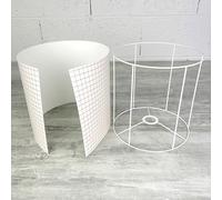 Lealoo Kit Feuille polyphane et Armature Ronde Blanche pour Abat-Jour, Cylindre Hauteur et Diam. 20 cm, Diam. Douille E14, 28 mm