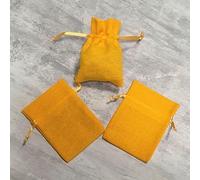 Lealoo Lot 12 Petits Sacs Coton Jaune Moutarde, Pochons avec Cordon de Serrage, Hauteur 10 cm