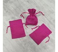 Lealoo Lot 12 Petits Sacs Coton Rose Framboise, Pochons avec Cordon de Serrage, Hauteur 10 cm