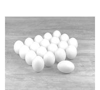 Lealoo Lot 20 Grands Oeufs en polystyrène Plein 8 cm de Haut, 6 cm de diamètre, Styro Blanc