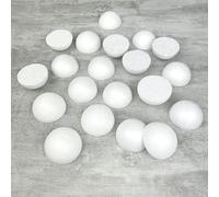 Lealoo Lot 20 Petites Demi Boules polystyrène diamètre 4 cm, Dômes Plein en Styro Blanc