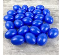 Lealoo Lot 25 Oeufs en Plastique Bleu Brillant, Hauteur 6 cm, déco de Pâques et Chasse aux Oeufs