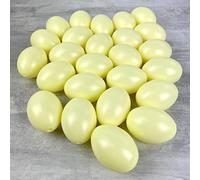 Lealoo Lot 25 Oeufs en Plastique Jaune Clair, Hauteur 6 cm, déco de Pâques et Chasse aux Oeufs