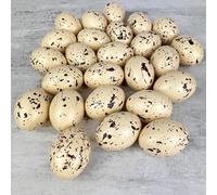 Lealoo Lot 25 Oeufs en Plastique Naturel moucheté, Hauteur 6 cm, déco de Pâques et Chasse aux Oeufs