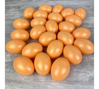 Lealoo Lot 25 Oeufs en Plastique Orange Clair, Hauteur 6 cm, déco de Pâques et Chasse aux Oeufs