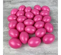 Lealoo Lot 25 Oeufs en Plastique Rose Vif Brillant, Hauteur 6 cm, déco de Pâques et Chasse aux Oeufs