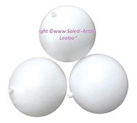 Lealoo Lot 3 Grandes Boules diam. 20 cm en Plastique Blanc, avec Ouverture Ø 15 mm pour Fixation