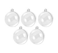 Lealoo Lot 5 Boules Plastique 14 cm, Cristal Transparent séparable, Contenant sécable