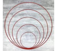 Lealoo Lot 5 Cercles métal Rouge Ø 20 cm à 60 cm, Anneaux en Epoxy pour Attrape rêves, Abat-Jour