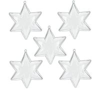 Lealoo Lot 5 étoiles 3D de 10 cm, 6 Branches, Plastique Cristal Alimentaire Transparent, séparable, Contenant sécable à garnir