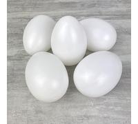 Lealoo Lot 5 Grands Oeufs en Plastique Blanc, Haut. 12 cm, avec Trou de Suspension, Non séparables, à décorer