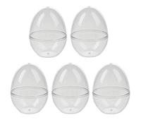 Lealoo Lot 5 Oeufs en Plastique Transparent séparable, 12 cm, Fond Plat, Contenant sécable au Centre, pâques