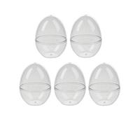 Lealoo Lot 5 Oeufs en Plastique Transparent séparable, 9 cm, Fond Plat, Contenant sécable au Centre, pâques