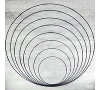 Lealoo Lot 8 très Grands Cercles métal Noir Ø 30 cm à 100 cm, Anneaux en Epoxy pour Attrape rêves, Abat-Jour