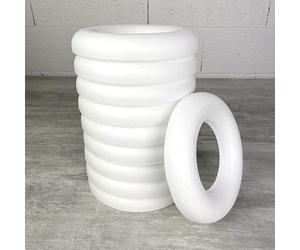 Lealoo Lot de 10 Demi Anneaux de 20 cm en Polystyrène, Couronne à Dos Plat de 3 cm de Haut