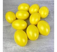 Lealoo Lot de 10 Oeufs en Plastique Jaune Brillant, Hauteur 6 cm, déco de Pâques et Chasse aux Oeufs
