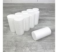Lealoo Lot de 10 Petits cylindres en polystyrène, Haut. 10 cm, diam. 5 cm, Dummies en Styropor Blanc, à décorer