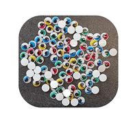 Lealoo Lot de 100 Yeux Ronds, diam. 12 mm, à pupille Mobile, 5 Couleurs Assorties, en Plastique, 50 Paires avec Cils à Coller