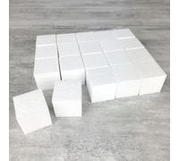 Lealoo Lot de 20 cubes en polystyrène, 4 cm, minis Blocs en Styropor blanc à décorer