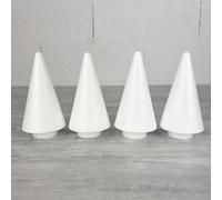 Lealoo Lot de 4 Cônes en polystyrène à pied, 13,5 cm, Supports, Base 4 cm, Sapins à décorer, Macarons, Choux