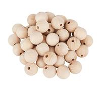 Lealoo Lot de 50 Boules percées en Bois de hêtre, diamètre 25 mm, perçage 6 mm