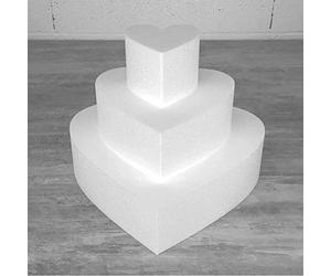 Lealoo Petite Pièce montée Coeur en polystyrène, Base Diam. 35cm à 15cm, 3 socles de 7cm de Haut, Hauteur 21cm