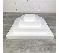 Lealoo Pièce montée Carrée en polystyrène de 16 cm de Haut, Base Coté 40cm à 10cm, 4 socles de 4cm de Haut