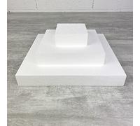 Lealoo Pièce montée Carrée en polystyrène, Haut. 12 cm, Base Coté 30 cm à 10 cm, 3 socles Haut. 4 cm