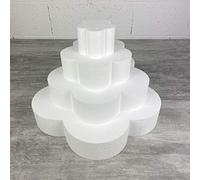 Lealoo Pièce montée Fleur en polystyrène Plein, Hauteur 28 cm, Support 4 étages de 7 cm, Base du Socle 40 cm