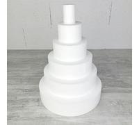 Lealoo Pièce montée Haut. 42 cm en polystyrène, Base Ø 30cm à 5cm, 6 disques de 7cm de Haut, pour gâteau Styropor