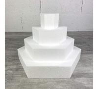 Lealoo Pièce montée Hexagonale en polystyrène, Base 40 cm à 10 cm, 4 socles de 7 cm de Haut, Total 28 cm