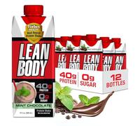 Lean Body Lot de 12 shakes protéinés prêts à boire, mélange de lactosérum, sans sucre, sans gluten, 22 vitamines et minéraux, (carton et couvercle recyclables, lot de 12) Labrada (menthe chocolat)