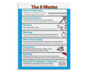 Lean Management Poster The 8 Wastes Hospital Knowledge Wall Art for Healthcare Office Decor(Unframed,12x18inch(30x45cm))