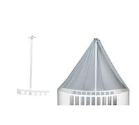 Leander Cadre de ciel de lit - Blanc + ciel (voile) bleu dusty