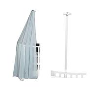 Leander Cadre de lit blanc pour lit de bébé Leander + ciel de lit (voile) bleu misty