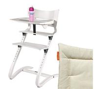 Leander FurnLAB RAL-9016 Chaise haute avec arceau de sécurité, table, gobelet et coussin d'assise Blanc