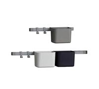 Leander Lot de 3 boîtes d'organisation + 1 longue + 1 rail court + 4 crochets : gris