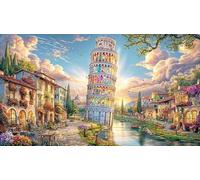 Leaning-Tower-of-Pisa Puzzle pour Adultes 1000 pièces Papier recy eau Puzzle de décoration Stimulant pour détente et décoration Murale Idée Cadeau Parfaite 70x50/1000 pièces