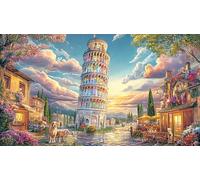 Leaning-Tower-of-Pisa Puzzle pour Adultes 1000 pièces Papier recyclé Jeu Familial Amusant & Stimulant Jeu éducatif détente Beau Puzzle de décoration 38x26/1000 pièces