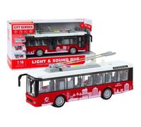Leantoys Trolleybus 1:16 télécommandé Blanc-Rouge - lumières et sons