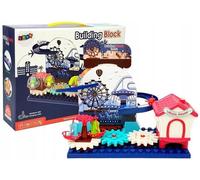 LEANToys Un ensemble de blocs avec un toboggan automobile, des roues dentées sur piles