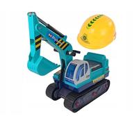 LEANToys Véhicule à pédales pelleteuse vert avec casque