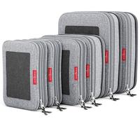 LeanTravel Lot de 3 organiseurs de bagages à compression, Lot de 6 - Gris, 2L + 2M + 2S
