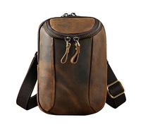 Le'aokuu Hommes Sacs portés épaule Messager Équitation Sacs à la Taille pour Randonnée (611-25 Marron foncé)