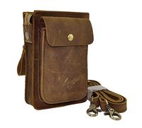 Le'aokuu Sacs en Cuir Véritable Hommes Taille Ceinture Messager Poche équitation Vélo Voyage Sac à bandoulière (021 A2 Marron Clair)