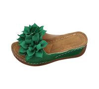 Leaomuny Sandales d'été élégantes pour femme avec plateforme, sandales orthopédiques ouvertes et fleurs pour la maison, pantoufles confortables douces de mer, sandales respirantes tendance, chaussures