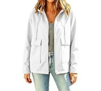 Leaomuny Veste coupe-vent imperméable à capuche pour femme - Veste d'été coupe-vent légère et sportive, veste de pluie de randonnée décontractée, sweat printemps grande poche surdimensionnée pour